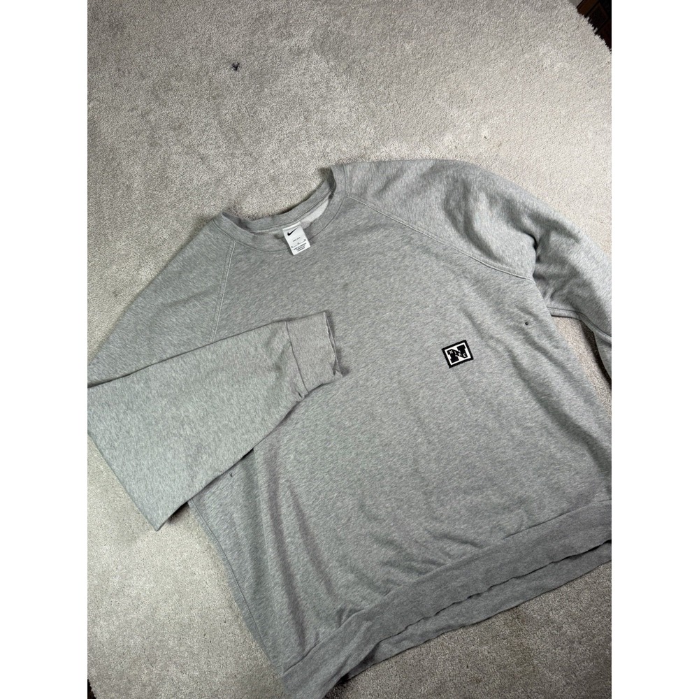 Nike Heritage Dri-FIT Fleece Crewneck Mens XL Gray Vented Gym HJ3136-077